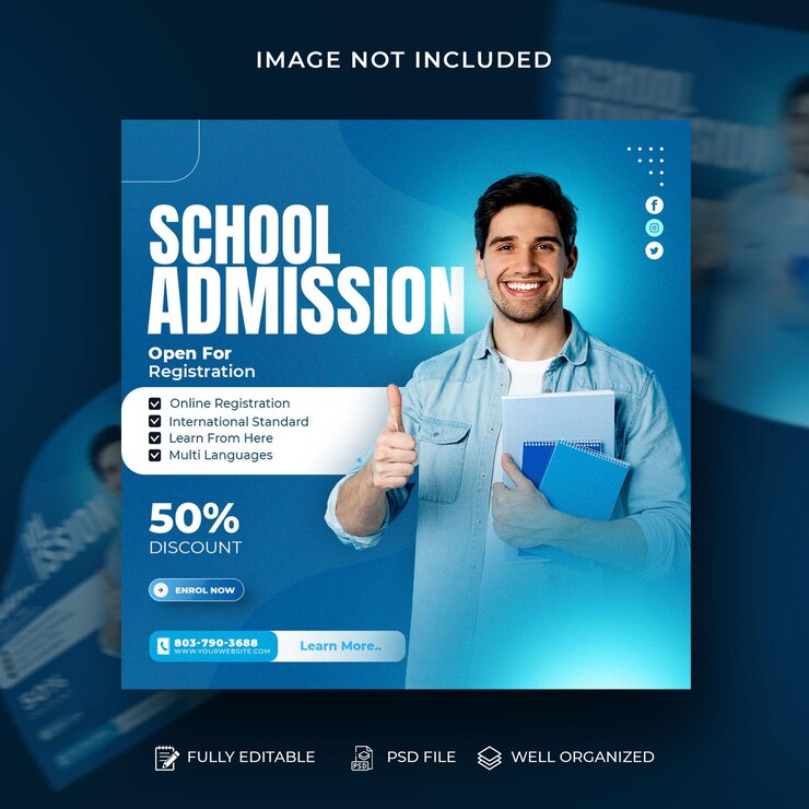 Templat Banner Postingan Instagram Media Sosial Penerimaan Sekolah