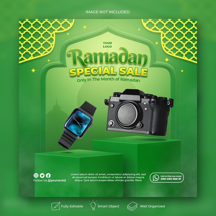 PSD templat banner postingan instagram media sosial ramadhan kareem islami