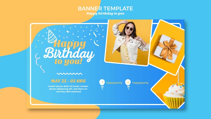 PSD templat banner selamat ulang tahun