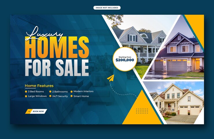 PSD templat banner web persegi, templat banner atau postingan media sosial promosi agensi properti