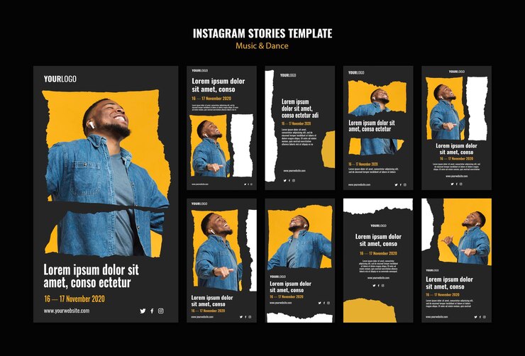 PSD templat cerita instagram acara musik dan tari