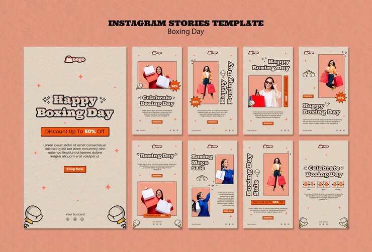 PSD templat cerita instagram boxing day
