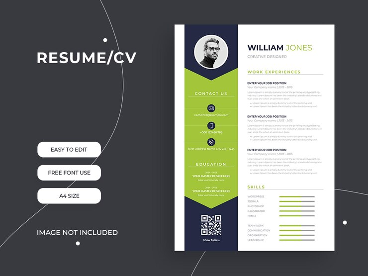 Templat CV resume minimalis