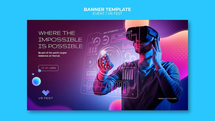 PSD templat desain banner acara vr