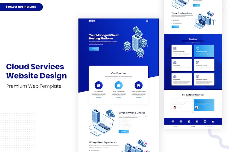 PSD templat desain situs web layanan cloud