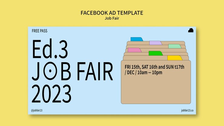 PSD templat facebook pameran kerja desain datar