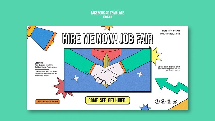 PSD templat facebook pameran kerja desain datar