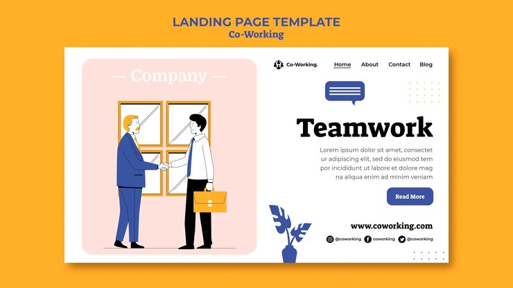 PSD templat halaman arahan co-working kreatif