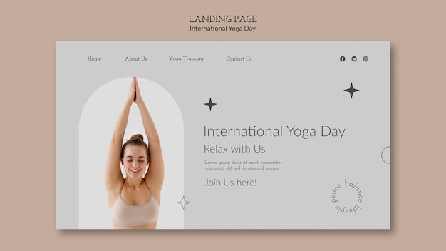 Templat halaman arahan sederhana untuk hari yoga internasional