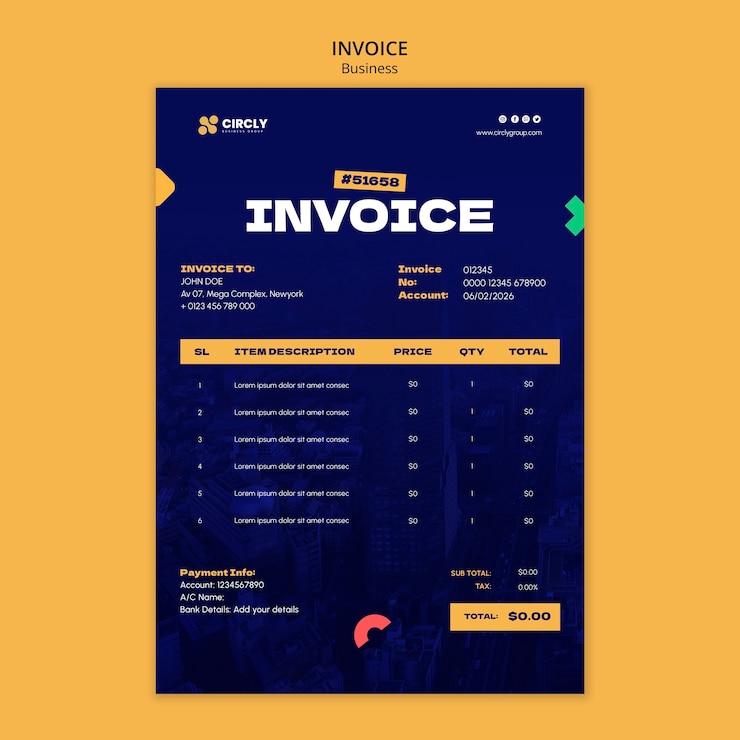 PSD templat invoice untuk bisnis profesional