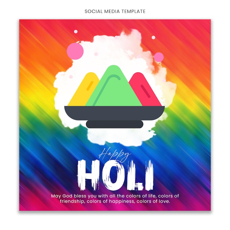 PSD templat media sosial holi selamat untuk umpan postingan instagram