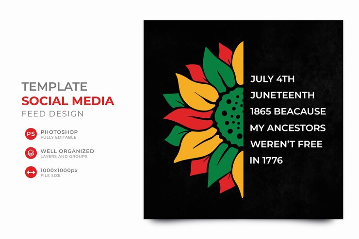 PSD templat media sosial instagram juneteenth
