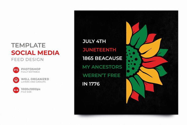 PSD templat media sosial instagram juneteenth