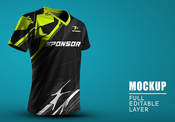 Templat mockup jersey kaus gaming jersey sport esport
