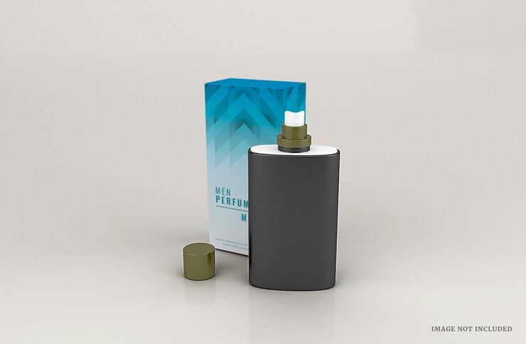 PSD templat mockup parfum pria realistis