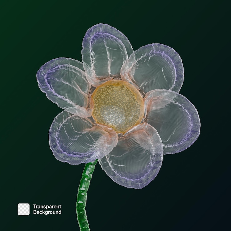 PSD templat png ilustrasi bunga plastik 3d