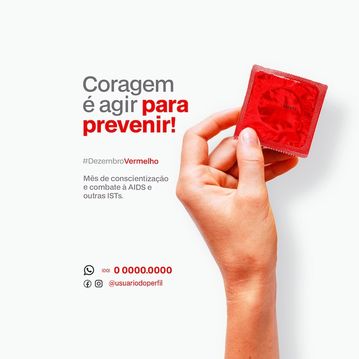 PSD templat pos kampanye dezembro vermelho templat media sosial hari aids sedunia