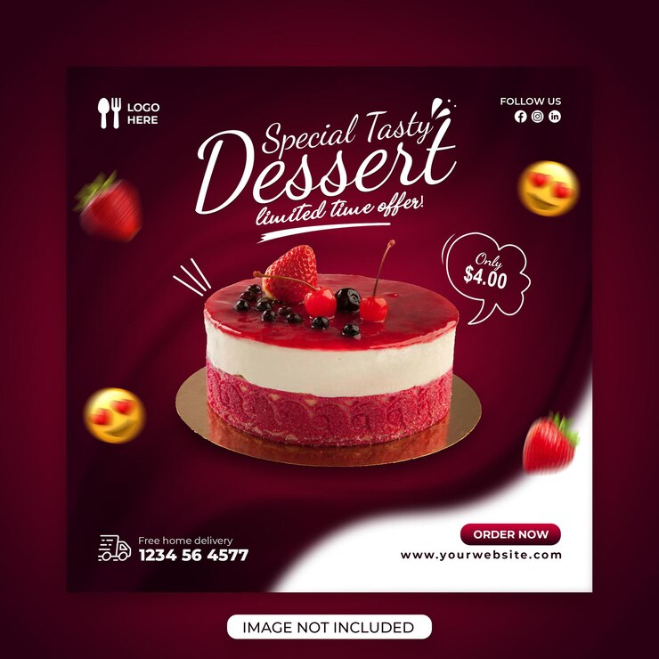 Templat Premium PSD postingan instagram dan banner web media sosial makanan penutup lezat spesial