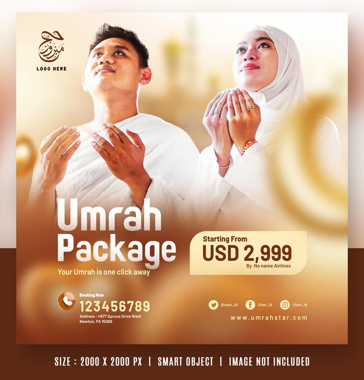 PSD templat selebaran media sosial banner postingan haji dan umrah