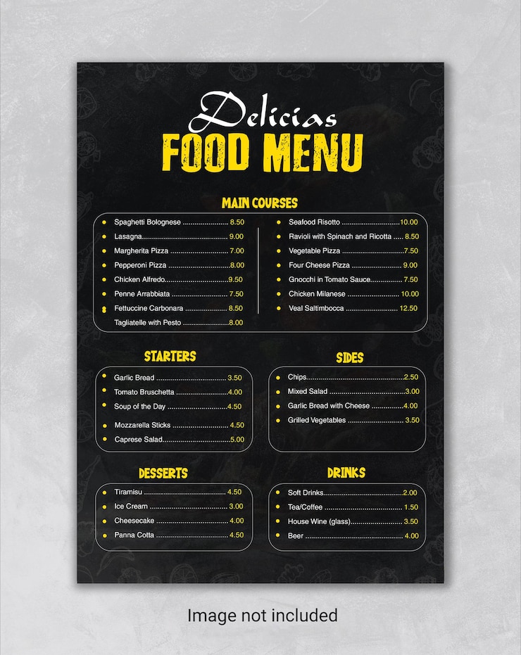 PSD templat selebaran menu makanan restoran khusus