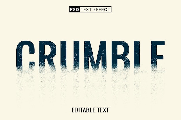 Templat yang dapat diedit psd efek teks Crumble