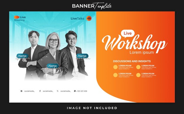 Templata de banner de Instagram y Facebook para el taller de webinar