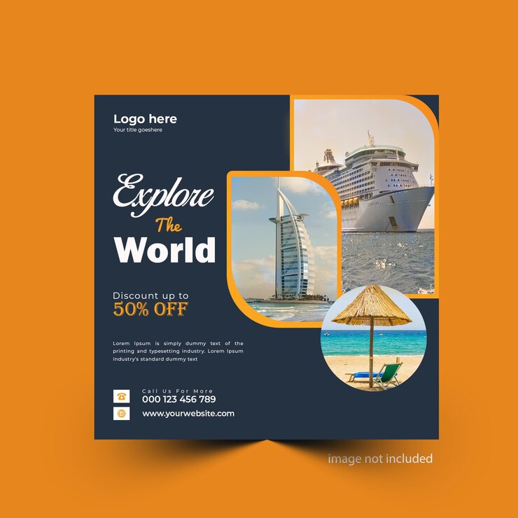 Templata de banner de publicación de agencias de viajes en redes sociales Diseño