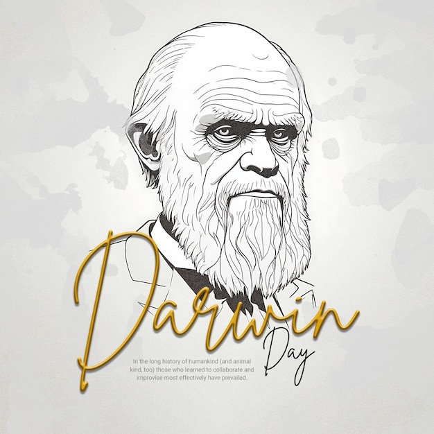 Templata de banner de publicación en las redes sociales del día de darwin