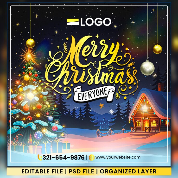 PSD templata creativa para las redes sociales de feliz navidad