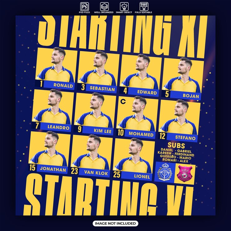 PSD templata de diseño para el comienzo del partido de fútbol