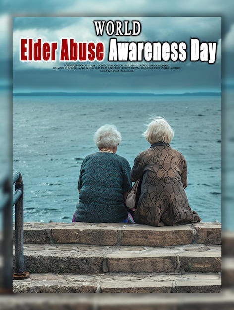 PSD templata de diseño de fondo o pancarta para el día mundial de concienciación sobre el abuso de los ancianos