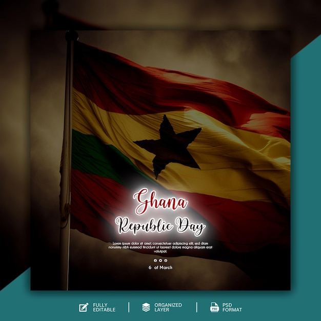 PSD templata de diseño gráfico y de redes sociales para el día de la independencia de ghana