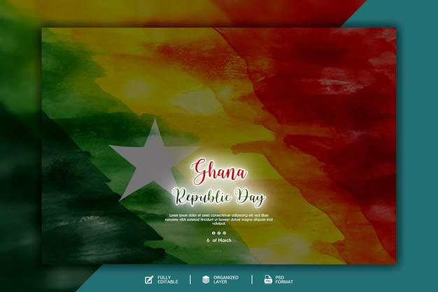 PSD templata de diseño gráfico y de redes sociales para el día de la independencia de ghana