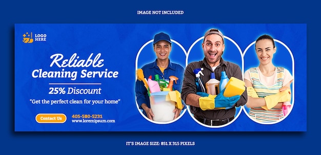 PSD templata de diseño de portada de facebook para el servicio de limpieza de casa de confianza