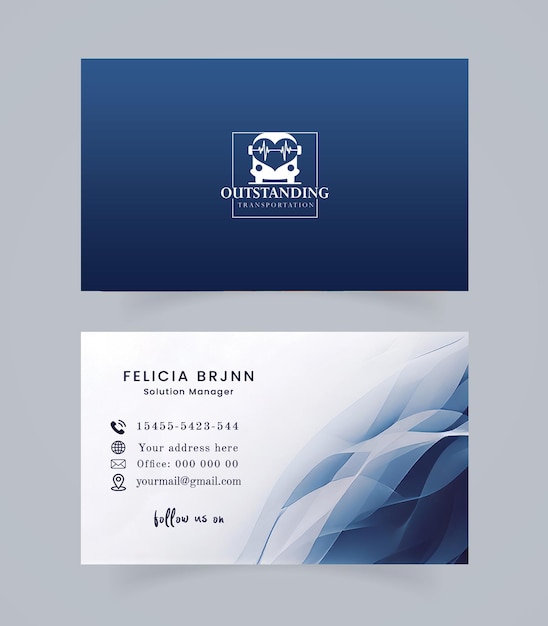 PSD templata de diseño de tarjetas de visita de negocios azules en blue wave branding