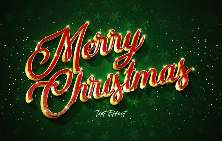 PSD templata de efecto de estilo de texto 3d de feliz navidad