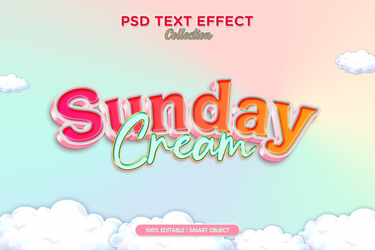 PSD templata de efectos de texto psd para sunday vibes