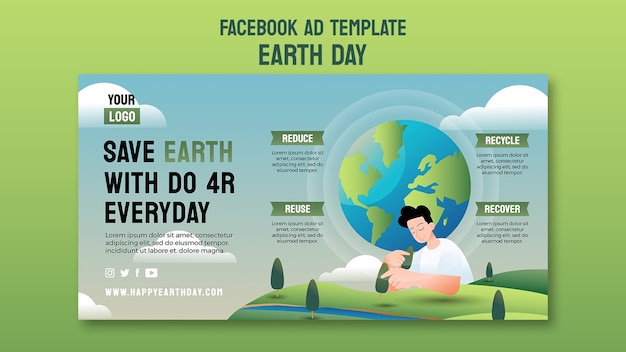 Templata de Facebook realista para la celebración del día de la Tierra