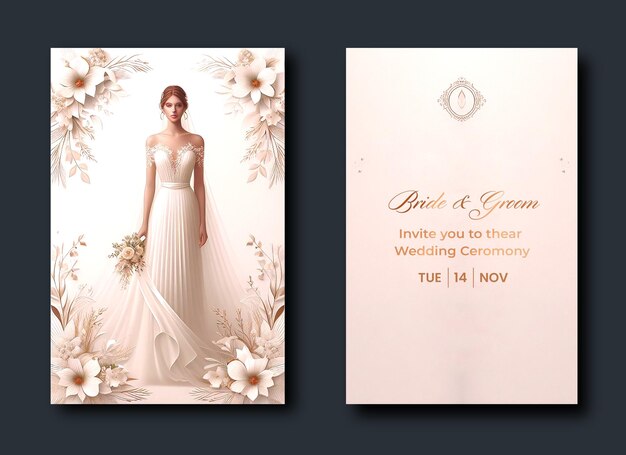 PSD templata gratuita de diseño de invitaciones de bodas