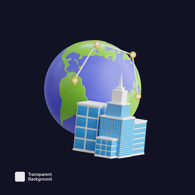 PSD templata de icono png 3d de la sede central de negocios mundial
