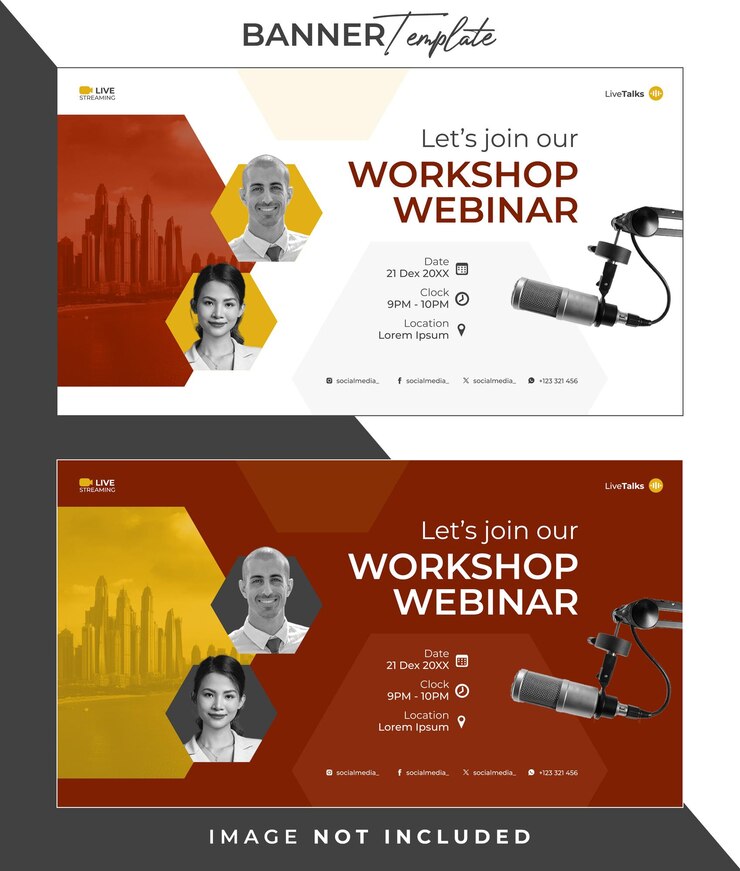 PSD templata de taller de banners para webinarios