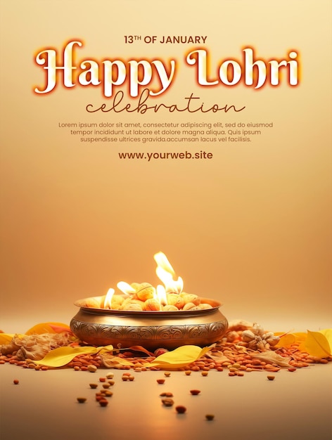PSD template d'affiche de célébration de happy lohri et post social sur les médias