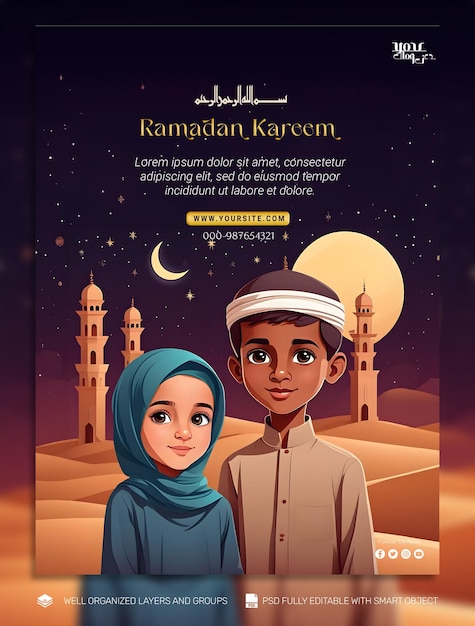 Template banner e flyer ramadan kareem post nas redes sociais