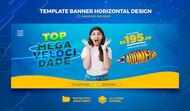 Template banner horizontal internet 400 mega ofertas no brasil