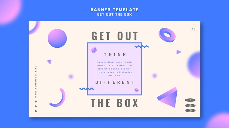 PSD template banner konsep keluar dari kotak