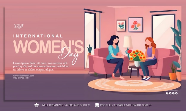 TEMPLATE Banner y volante Día de la Mujer en las redes sociales