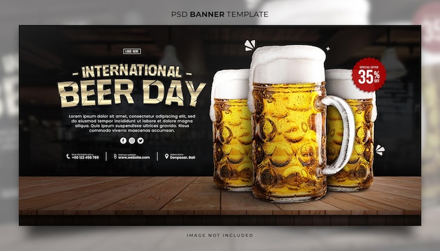 Template de bannière pour célébrer la journée internationale de la bière