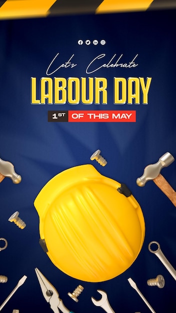 Template de conception de l'histoire d'Instagram pour la célébration de la fête internationale du travail