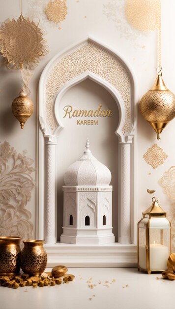 Template de conception Ramadan Kareem avec un fond décoratif islamique