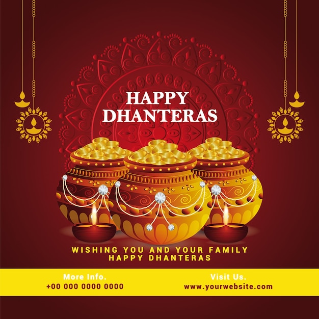 PSD template de banner de celebração de happy dhanteras